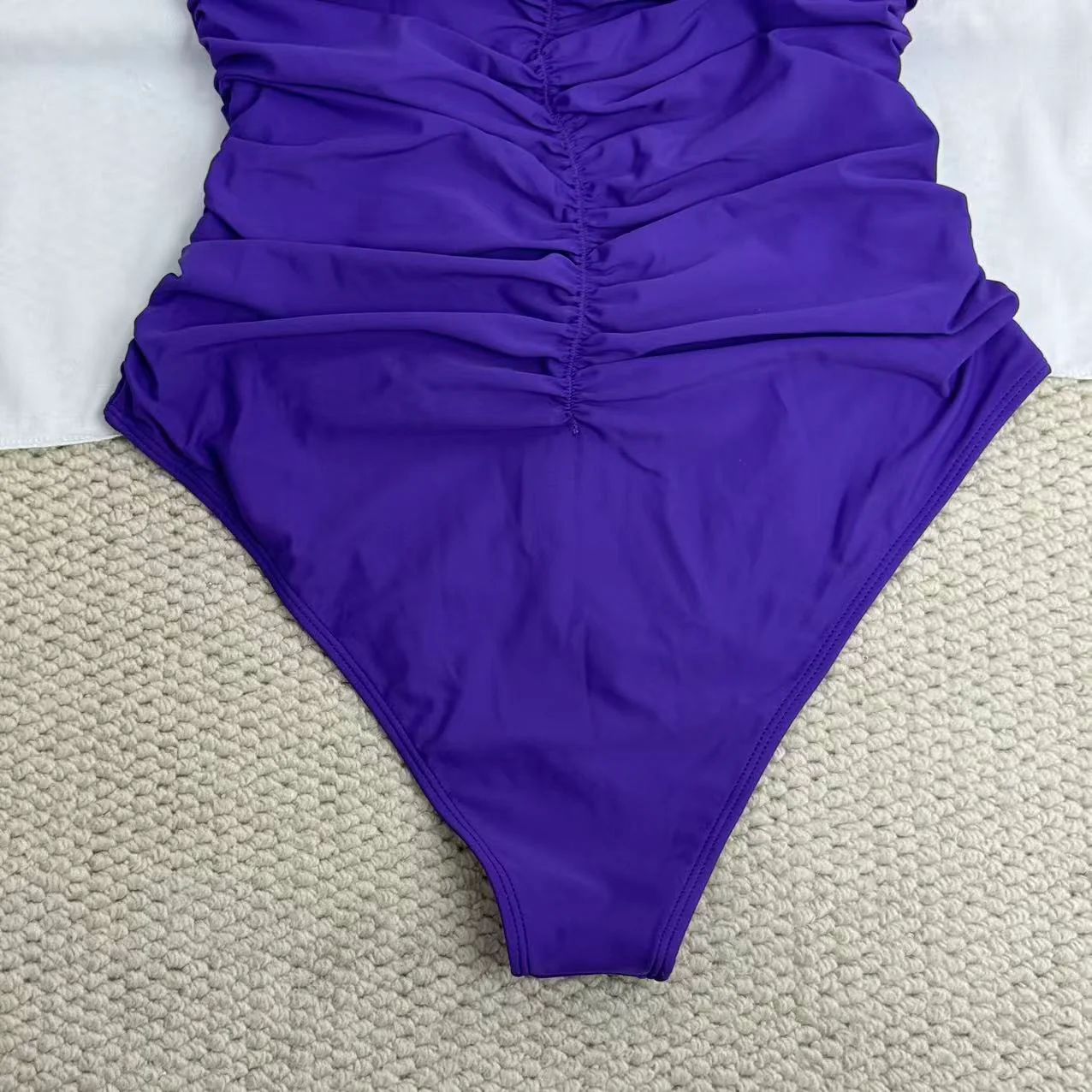 Solid-Color Ruched One-Piece Swimsuit - Image 7