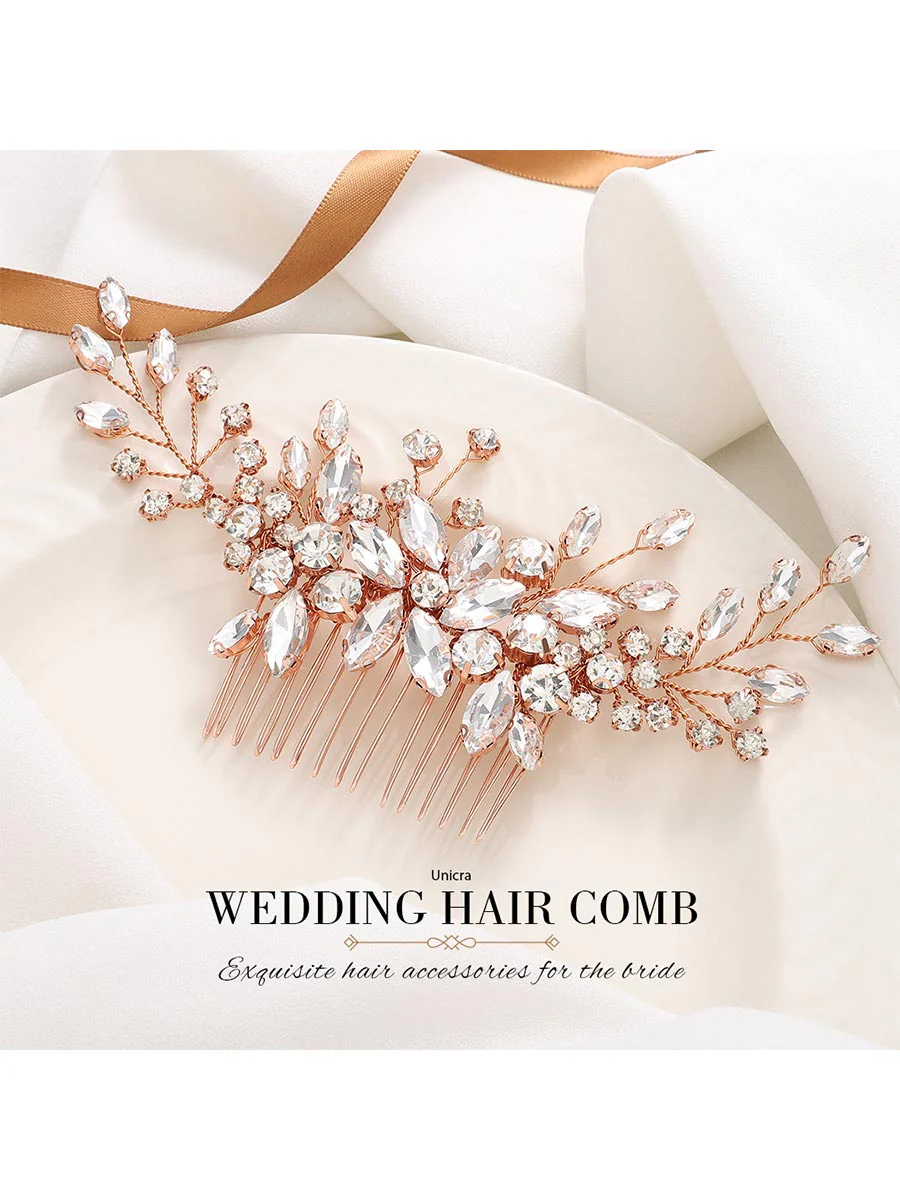 Sparkling Crystal Flower Wedding Hair Comb - Image 3