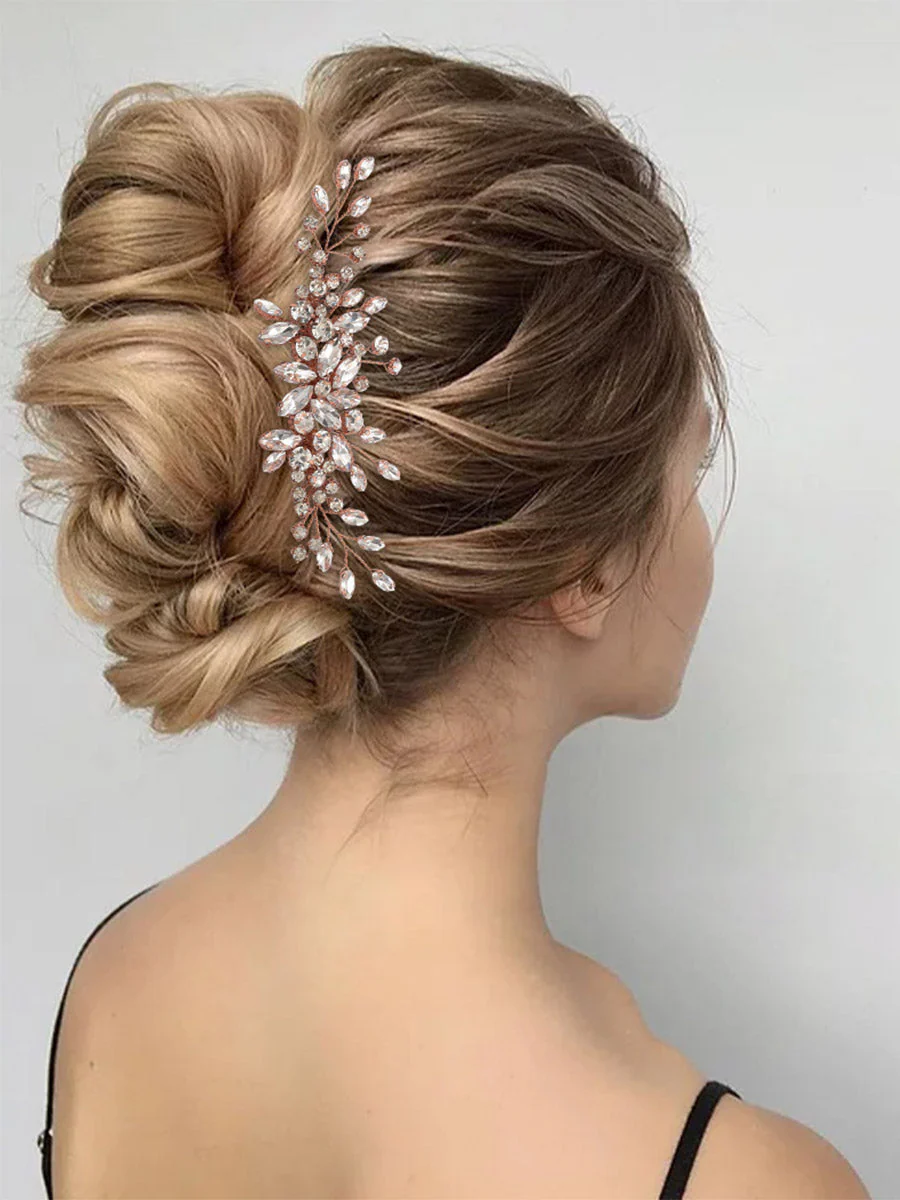 Sparkling Crystal Flower Wedding Hair Comb - Image 4