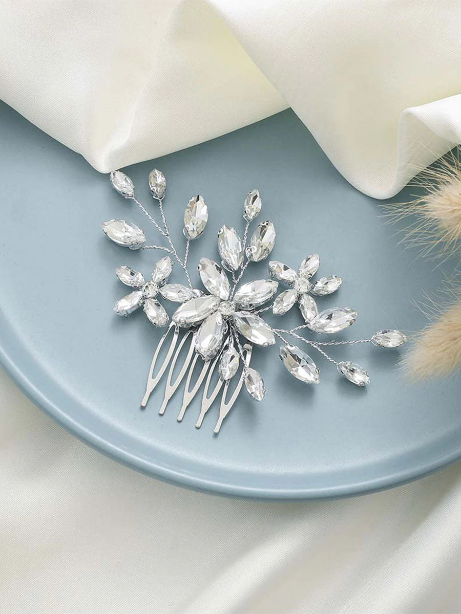 Sparkling Silver Rhinestone Hair Comb - Image 2