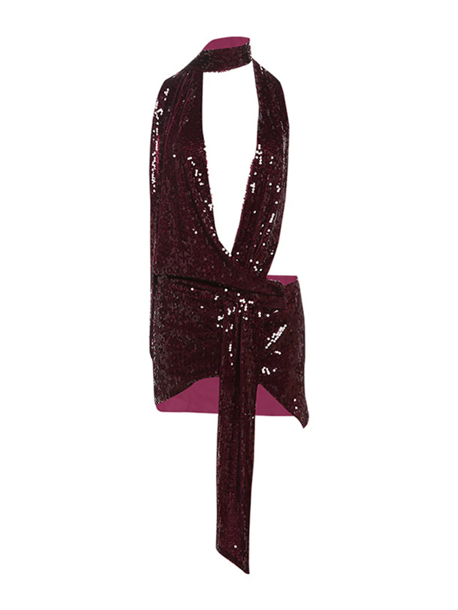Spring/Summer Hot Girl Sexy Deep V Sequin Bodycon Dress - Image 6