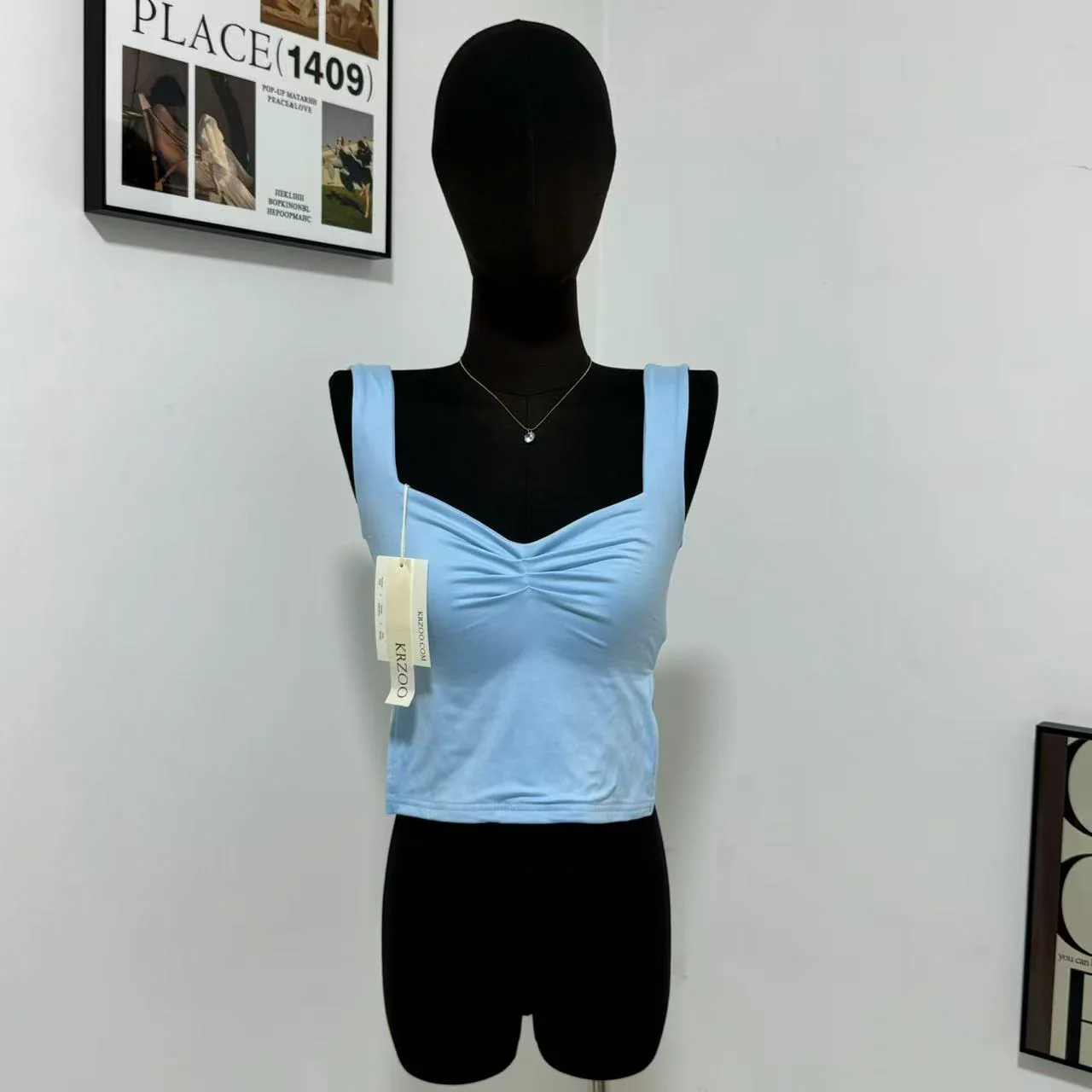 Square-Neck Slit Double-Layer Vest