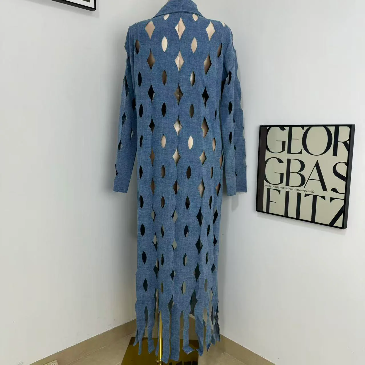 Street-Style Cutout Long-Sleeve Trench Coat - Image 3