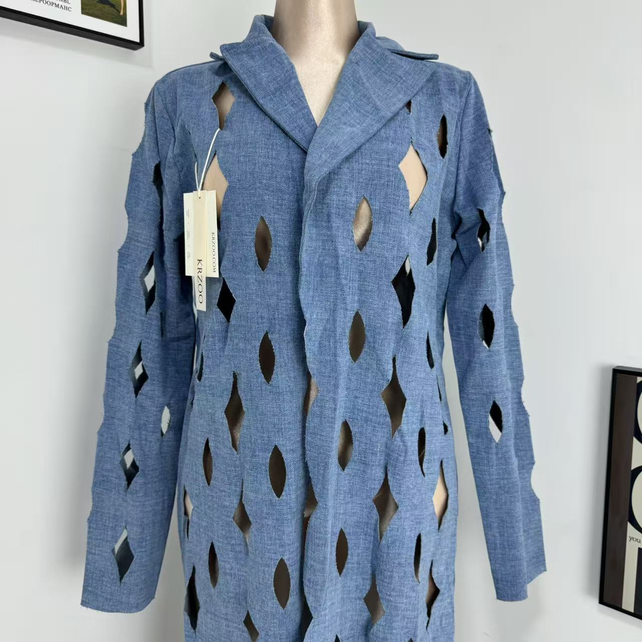 Street-Style Cutout Long-Sleeve Trench Coat - Image 5