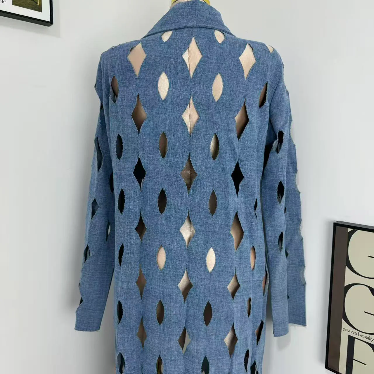 Street-Style Cutout Long-Sleeve Trench Coat - Image 6