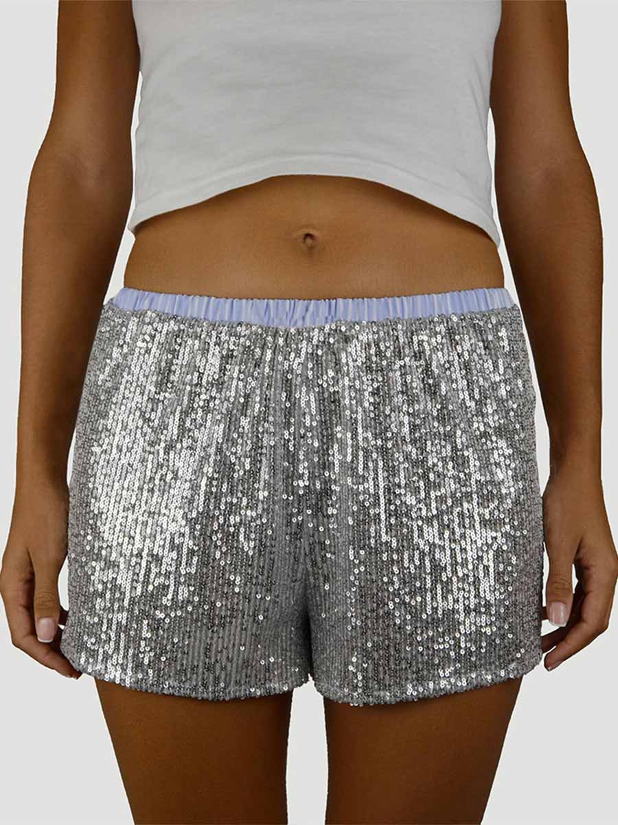 Summer Sequin Shirt and Slim Shorts Casual Set - Image 4