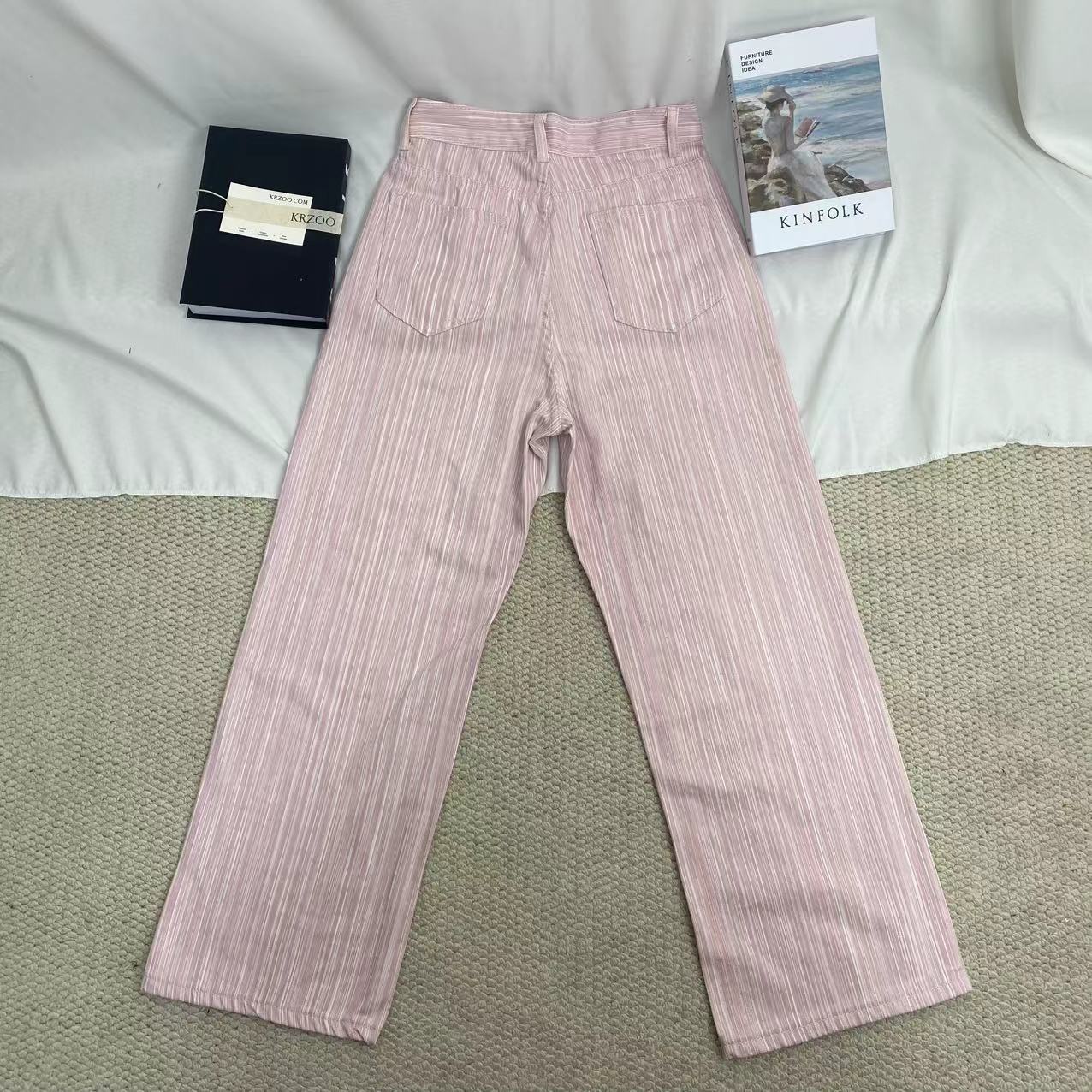 Textured Pink Denim Jeans - Image 2