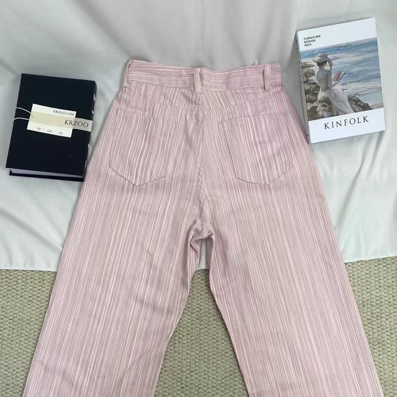 Textured Pink Denim Jeans - Image 4