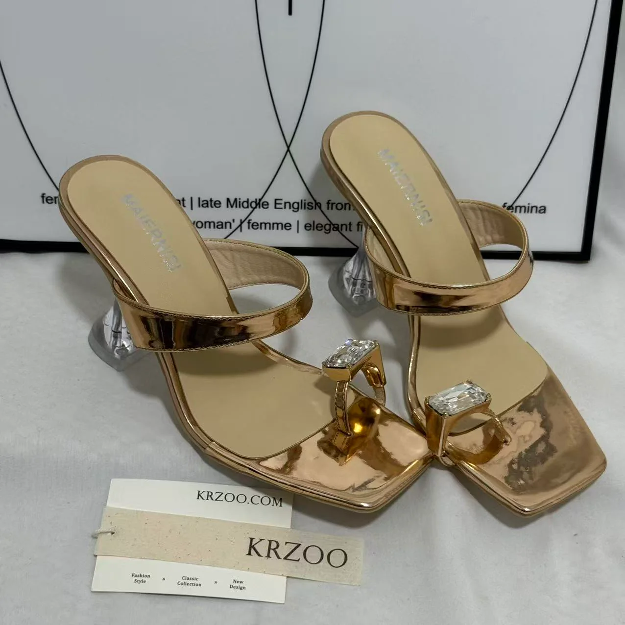 Transparent Rhinestone Wedge Heels - Image 3
