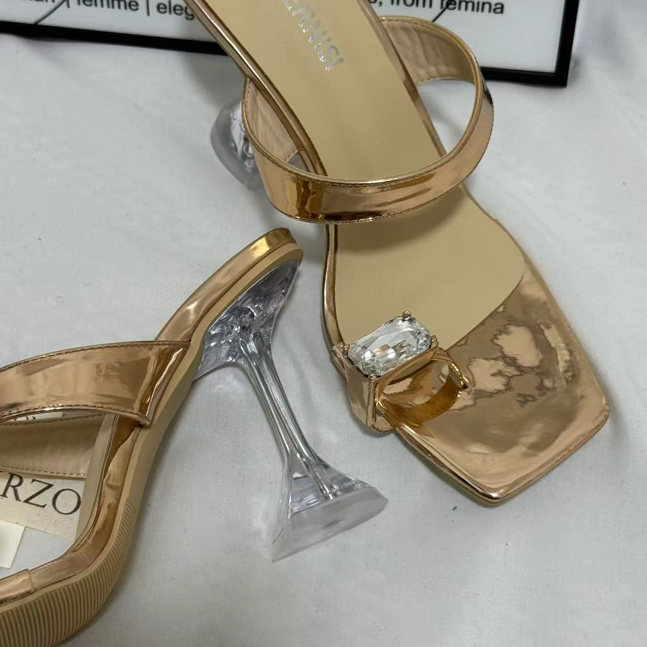Transparent Rhinestone Wedge Heels - Image 6
