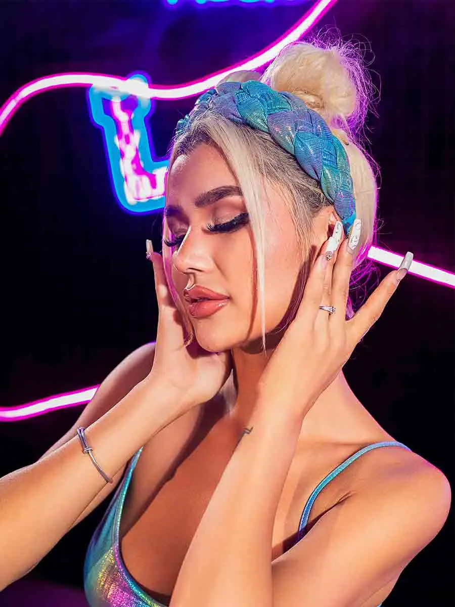 Wide Gradient Color Twist Braids Headband - Image 2