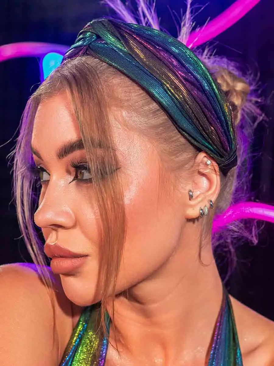 Women's Color Reflective Twisted Wide Headband - Image 2