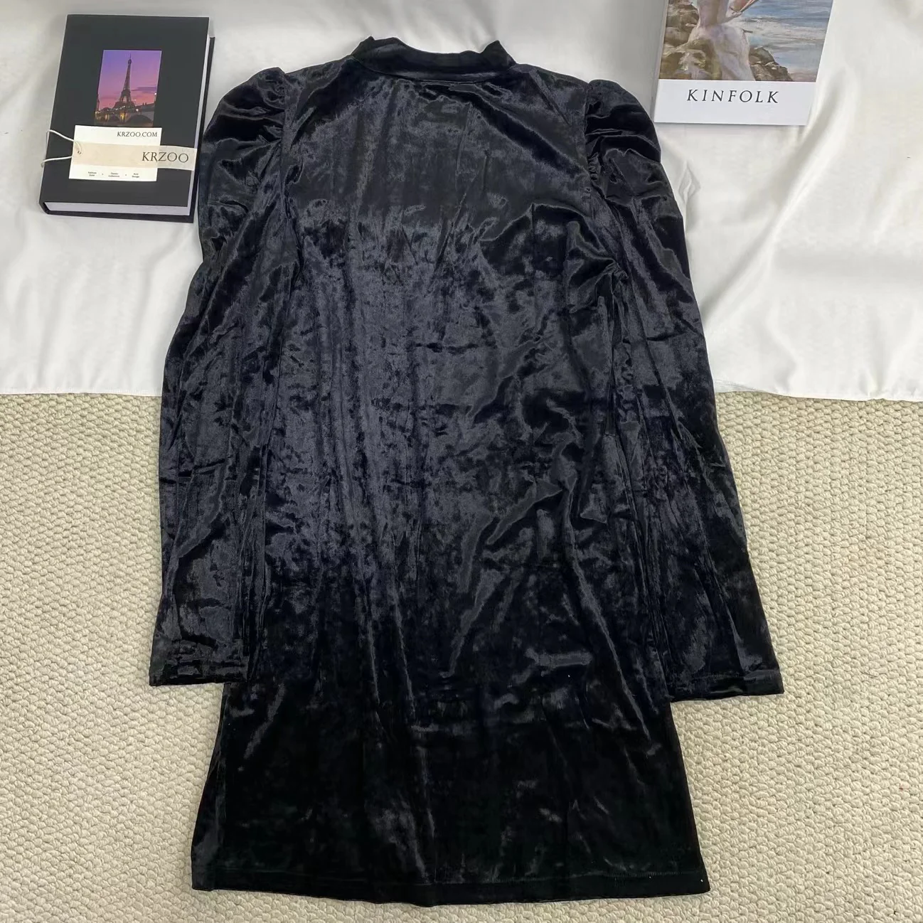 Velvet Dress With Puff Sleeves