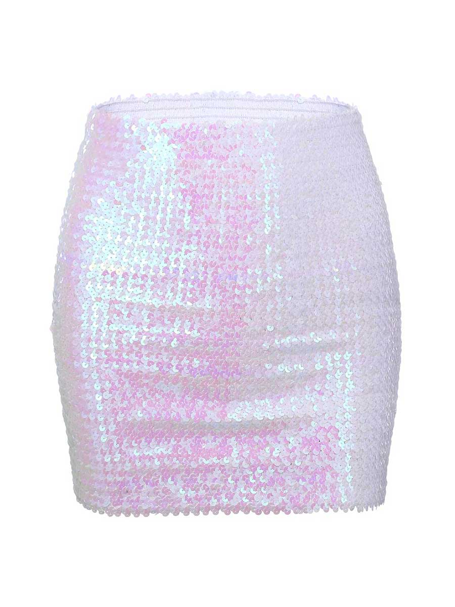 White Glitter Bodycon Miniskirt - Image 2