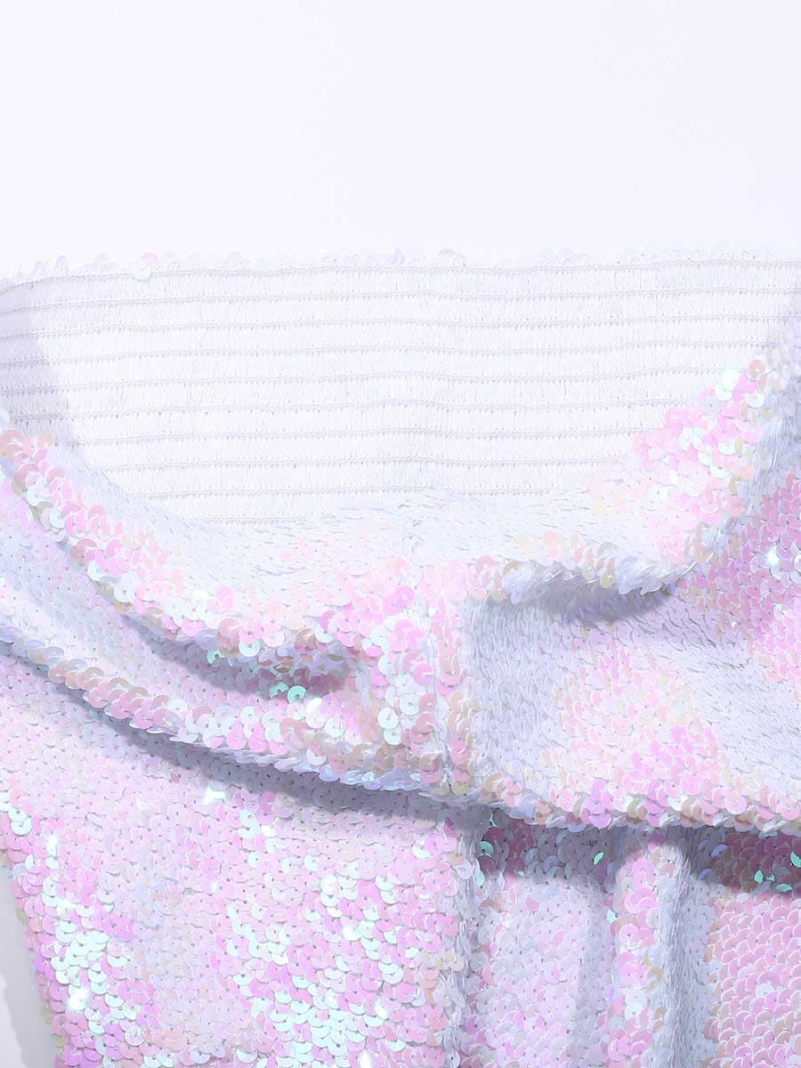 White Glitter Bodycon Miniskirt - Image 3