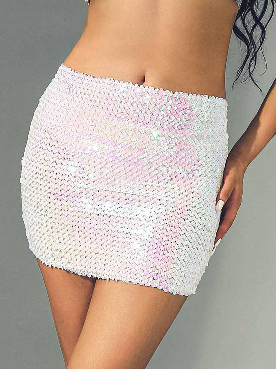 White Glitter Bodycon Miniskirt - Image 4
