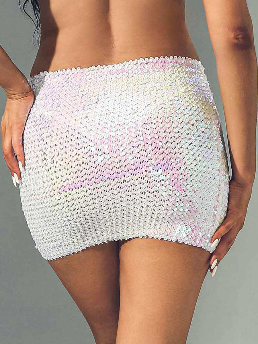 White Glitter Bodycon Miniskirt - Image 5