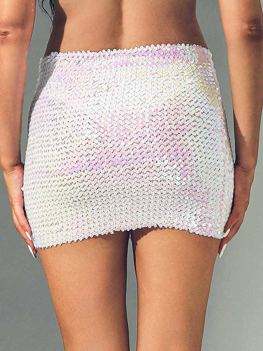 White Glitter Bodycon Miniskirt - Image 7