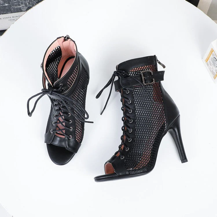 Women's Black 7.5cm/10cm Heels Dance Boots JazSalsa Street Sole Dancing Shoes - Image 13