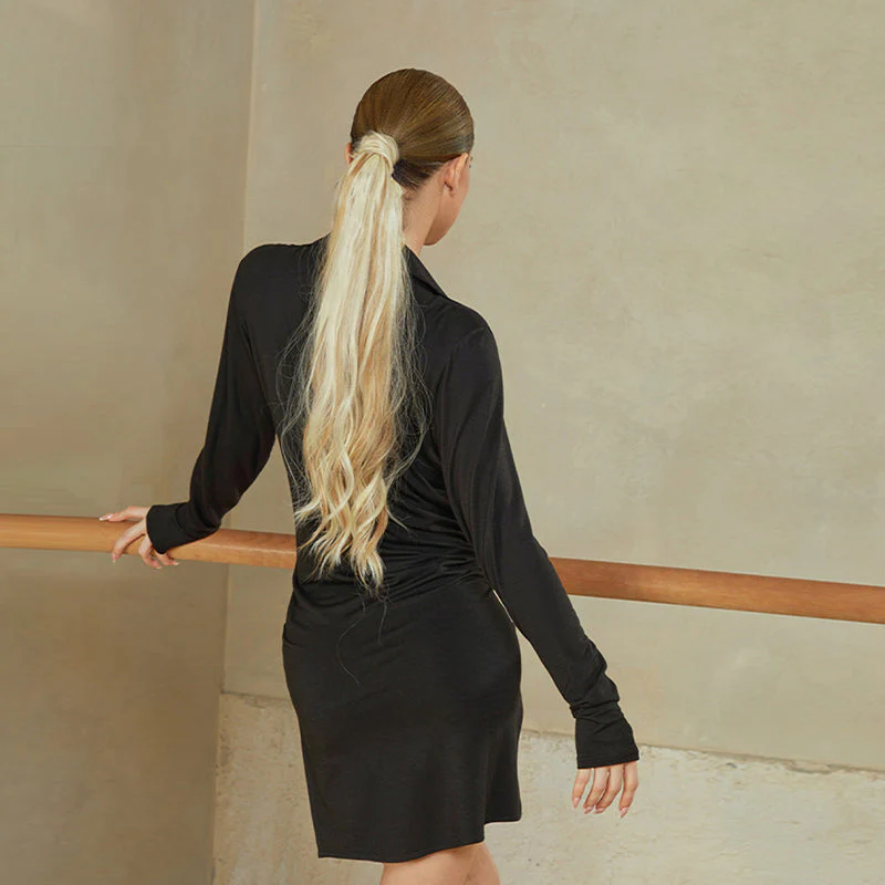 Women's Black Shirt Dress Latin Dance Dresses DanceWear Training Performance Dresses - Image 8