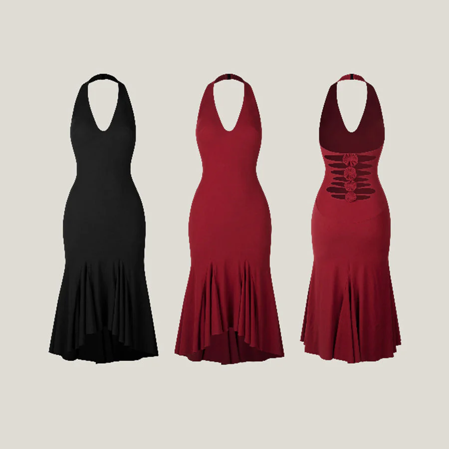 Women's Halter Backless Dance Dress DanceWear Training Performance Dress - Image 8