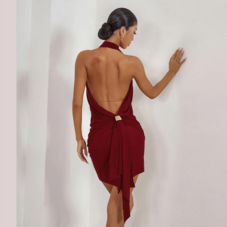 Women's Halter Backless Dance Dress DanceWear Training Performance Dress - Image 8