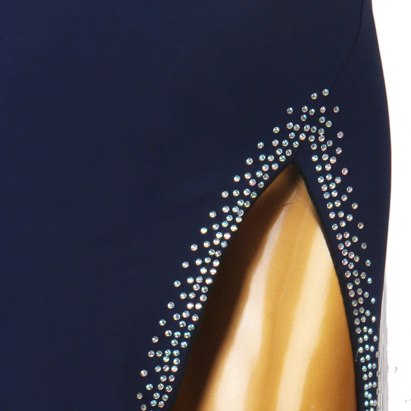 Customisable Women's Navy Blue DanceWear Dance Dress Performance Wear - Image 4