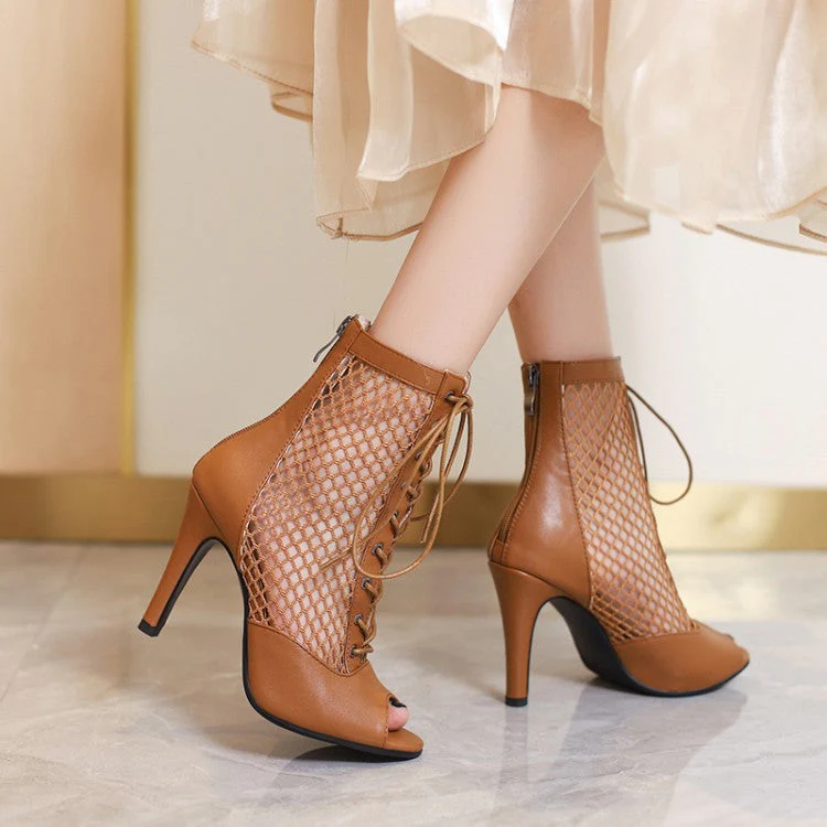 Women's 7cm/9cm Heel Peep Toe Rubber Sole JazShoes Dance Boots - Image 10