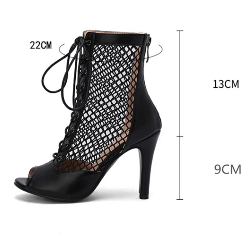 Women's 7cm/9cm Heel Peep Toe Rubber Sole JazShoes Dance Boots - Image 11