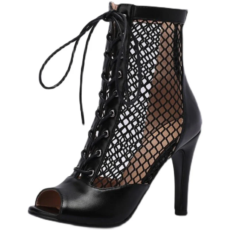 Women's 7cm/9cm Heel Peep Toe Rubber Sole JazShoes Dance Boots - Image 14