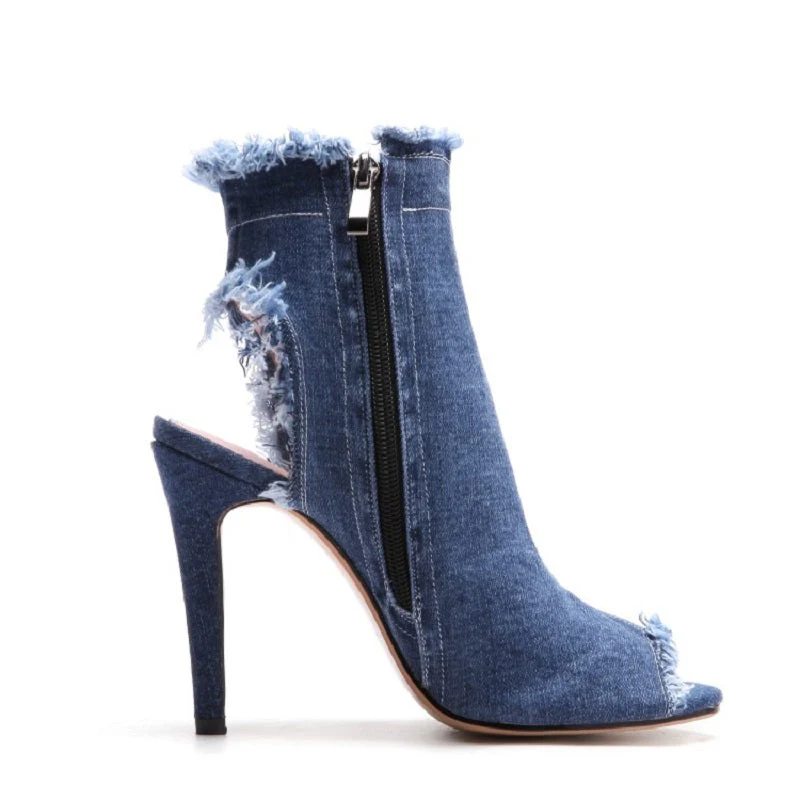 Women's Denim 10cm Denim Rubber Sole Dance Boots Dance Shoes - Image 14