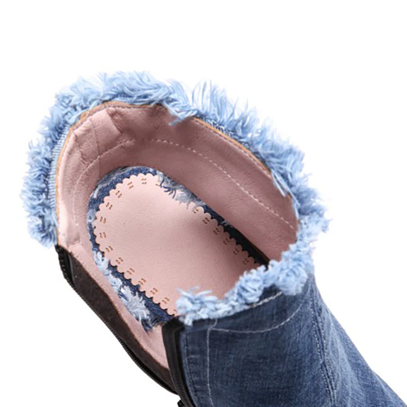 Women's Denim 10cm Denim Rubber Sole Dance Boots Dance Shoes - Image 6