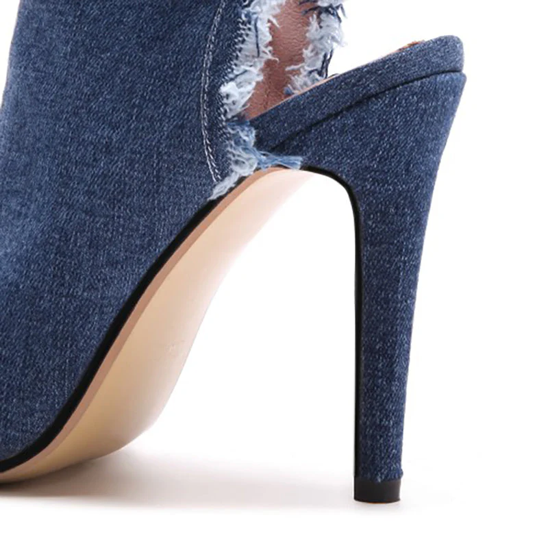 Women's Denim 10cm Denim Rubber Sole Dance Boots Dance Shoes - Image 7