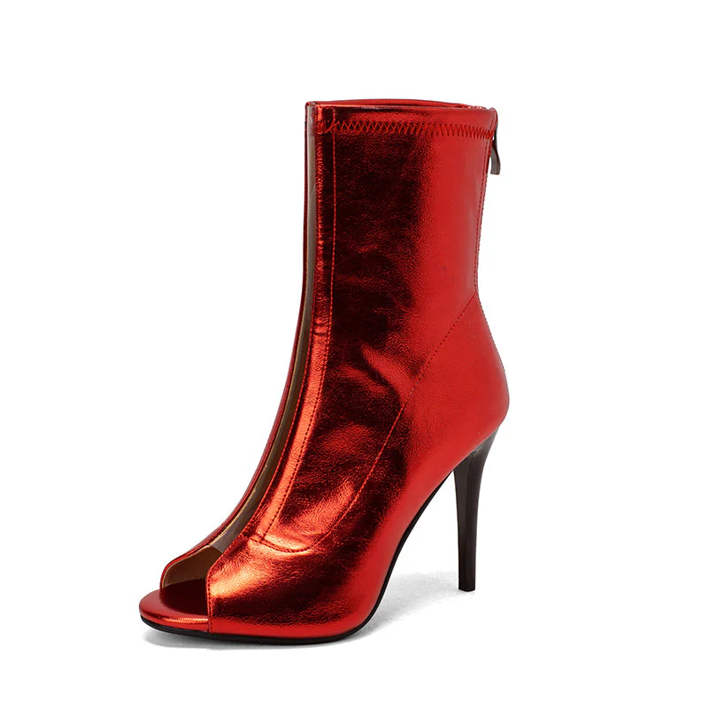 Women's PU 10cm Silm Heel Rubber Sole Dance Boots JazDance Shoes - Image 10