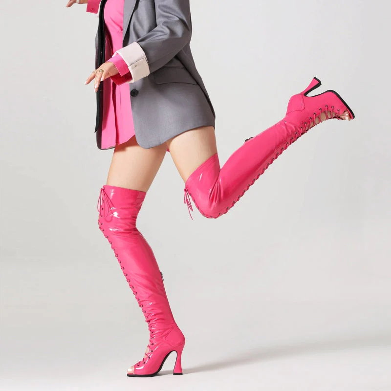 Women's Rose Red 7cm/10cm Dance Heels Boots JazShoes Pole Dancing Shoes - Image 6
