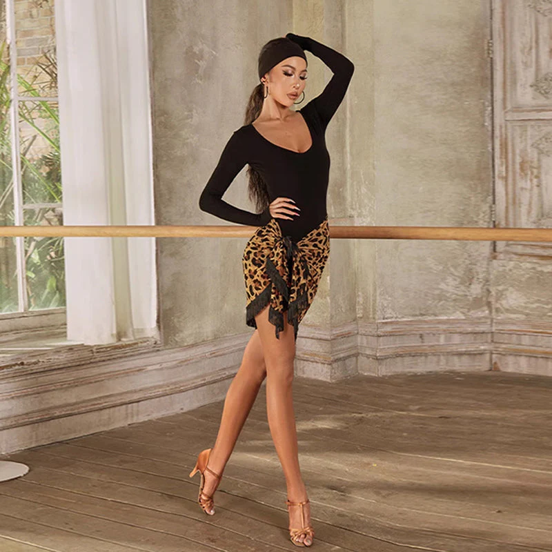 Women's Black Round Neck Long Sleeve DanceWear Bodysuit Leotards - Image 7