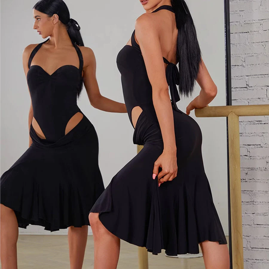 Women's Halter Backless Dance Dress DanceWear Training Performance Dress - Image 4