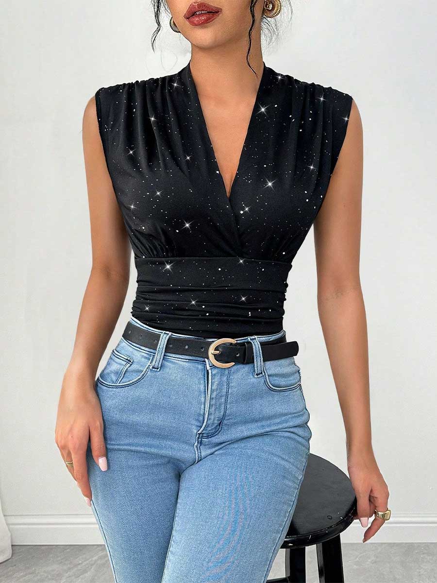 Women's Summer V-Neck Sequin Tank Top - Image 5