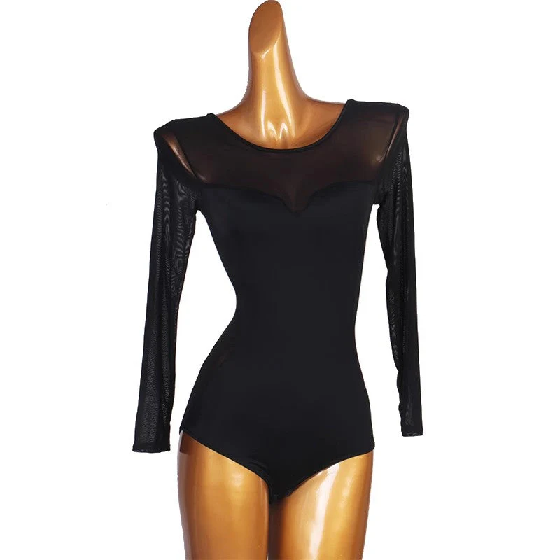 Women's V-neck Long Sleeve Latin Dance Tops Ballroom Dance Wear - Image 3