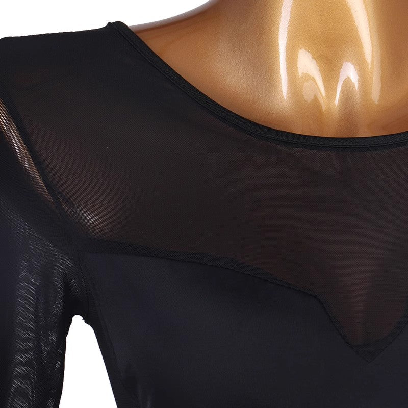 Women's V-neck Long Sleeve Latin Dance Tops Ballroom Dance Wear - Image 5