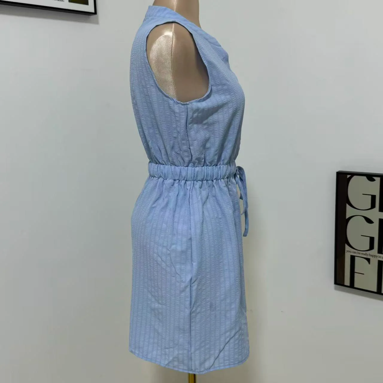 Woven Button-Front Waist-Tie Dress - Image 2