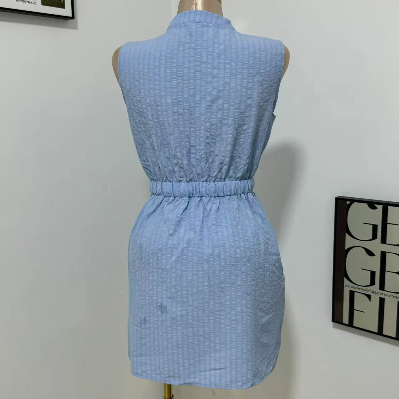 Woven Button-Front Waist-Tie Dress - Image 3