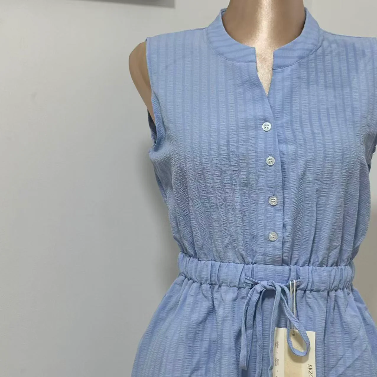 Woven Button-Front Waist-Tie Dress - Image 6