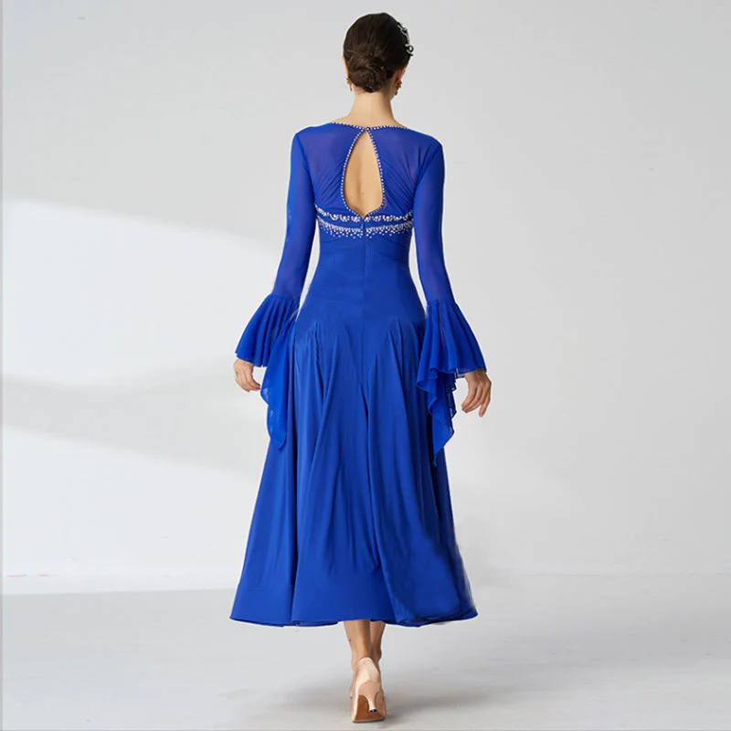 YUN Customisable-Women's Long sleeve DiamonDance Costume Dress For Ballroom Dancing standard/Smooth Dress - Image 4
