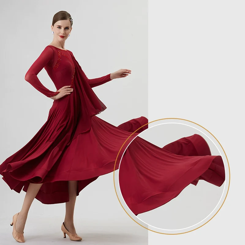 YUN Customisable-Women's Long Sleeve Dress For Ballroom Dancing standard/Smooth Dress - Image 6
