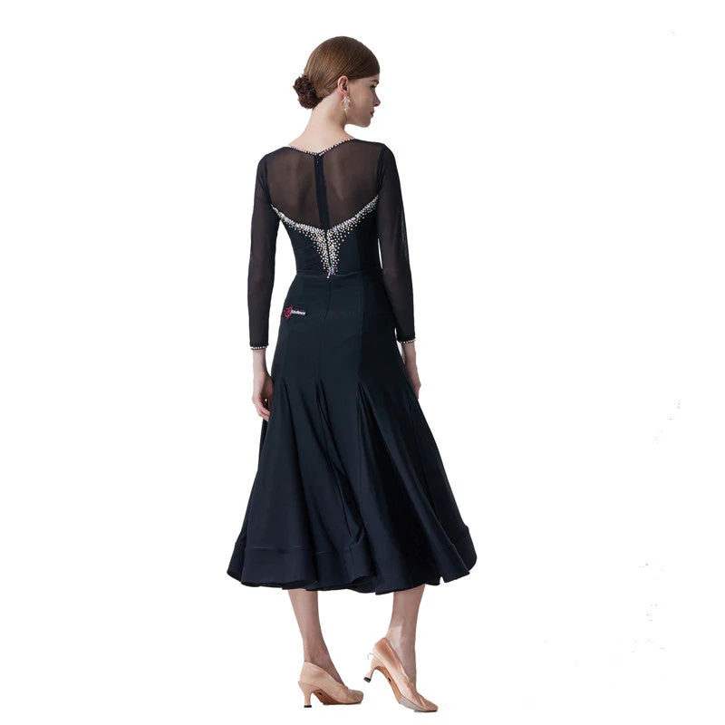 YUN Customisable-Women's Long Sleeve Mesh DiamonDress For Ballroom Dancing standard/Smooth Dress - Image 6